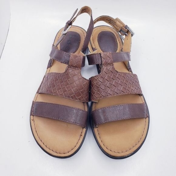 Boc Agda Brown Faux Leather Slingback Strappy Sandals Flats Women's Size 8 - Picture 7 of 13